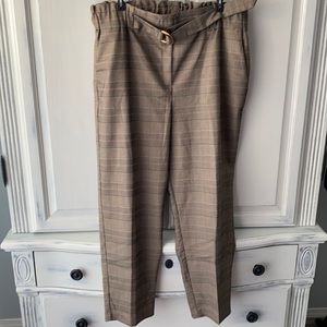Dynamite paper bag waist pants in brown plaid.